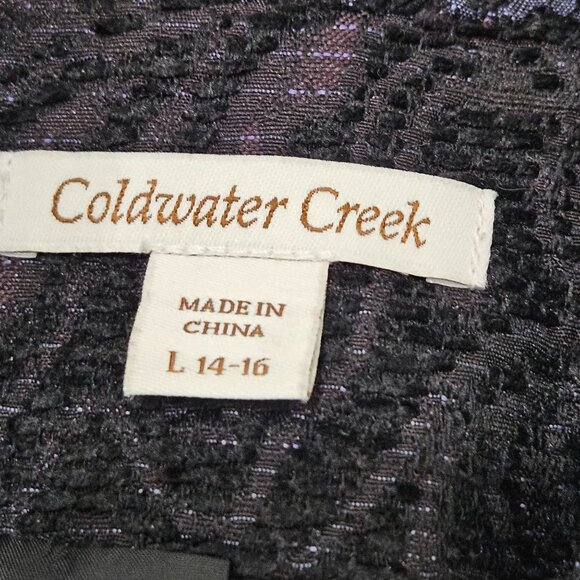 Coldwater Creek Paisley Chenille Jacket Large Tapestry Purple Shimmer Black - Picture 7 of 11